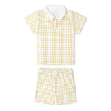 Organic Collar Tee & Shorts Set - Dotty Gingham