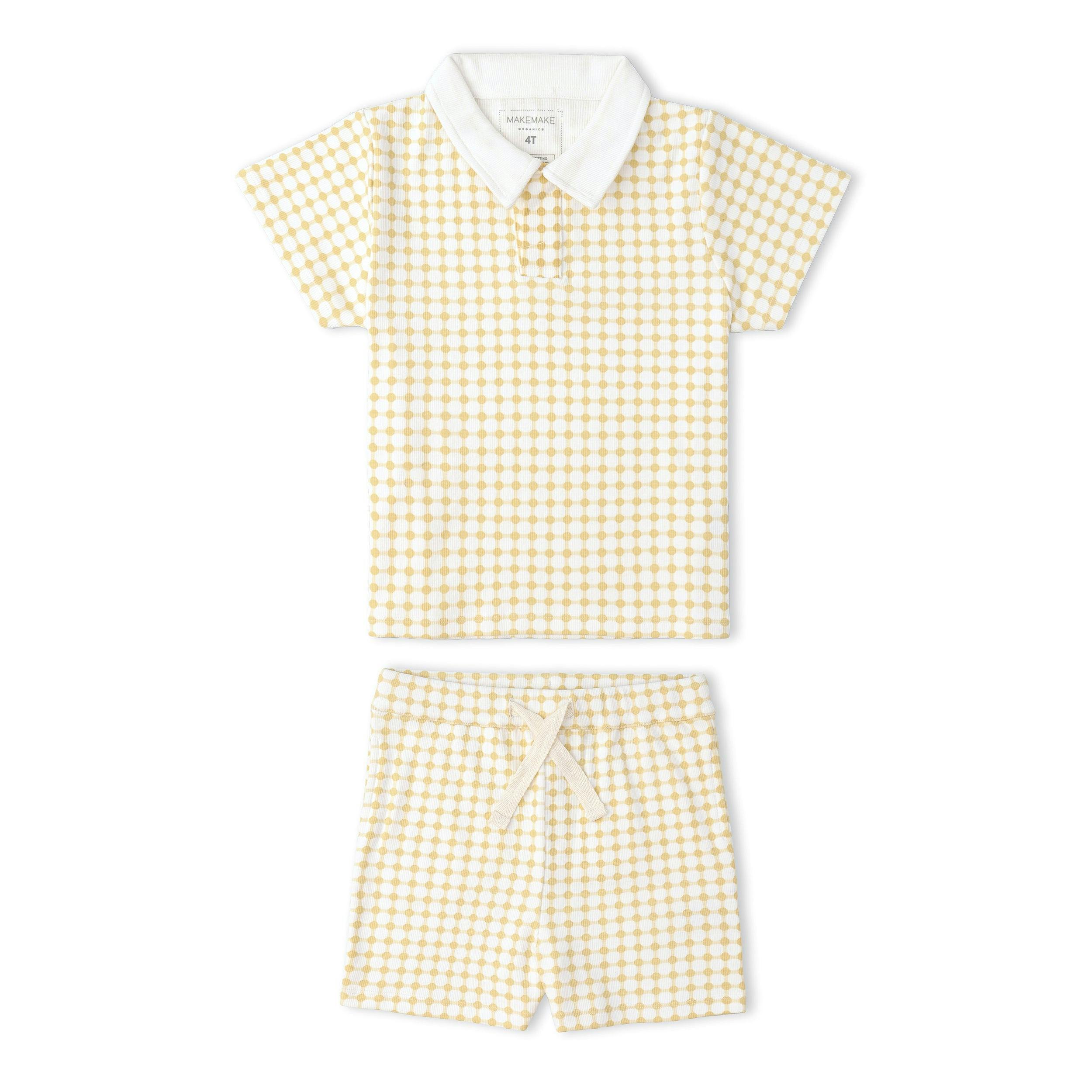 Organic Collar Tee & Shorts Set - Dotty Gingham