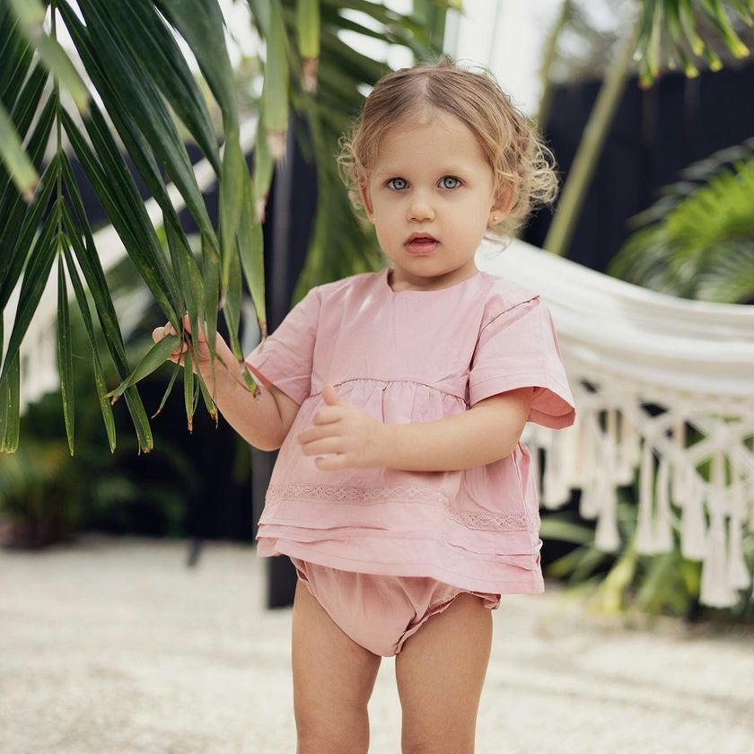 Girls Pleats-N-Tiers Top & Short Set