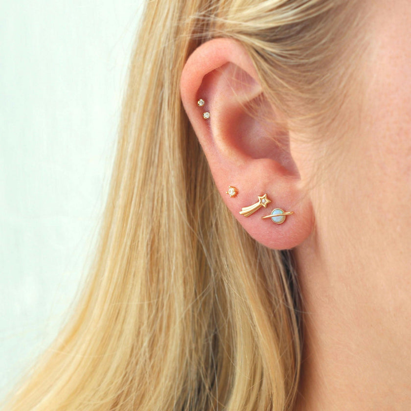 Shooting Star with Crystals Stud Earrings