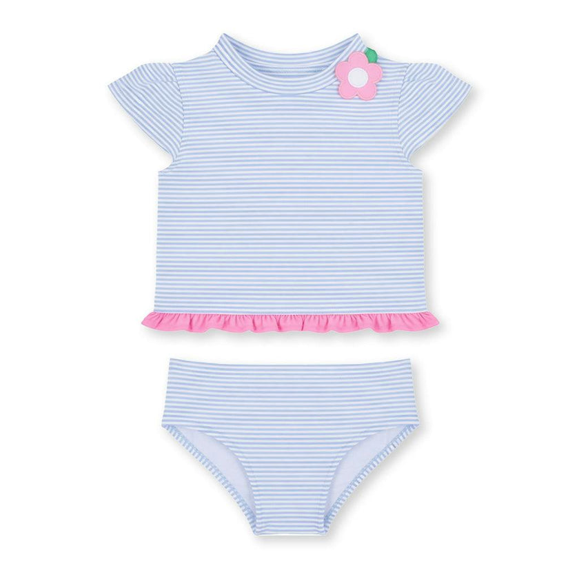 Cap Sleeve Rash Guard Tankini With Flower