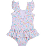 Floral Print Swimsuit With Flowers