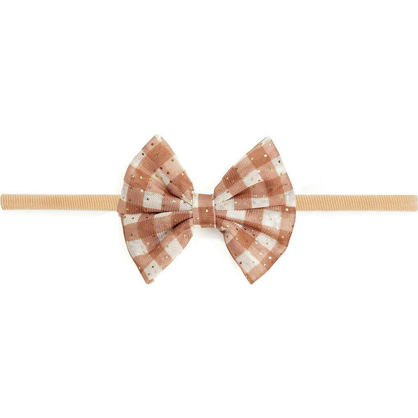 Gingham Printed Tulle Bow Baby Headband