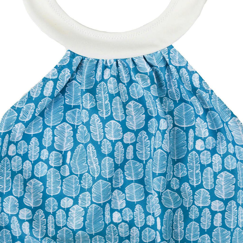 Scarlett One Piece Swimsuit Banana Leaves Print Sky Blue