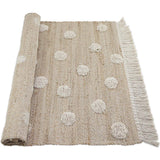Nop Jute & Cotton Polka Dot Fringed Rectangular Rug