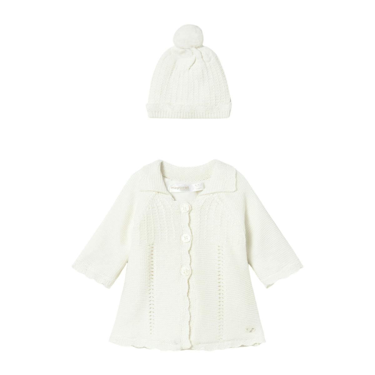 Newborn Girl Knit Coat with Hood