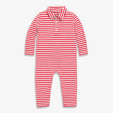 Baby Long Sleeve Polo Romper In Stripe, Stripes
