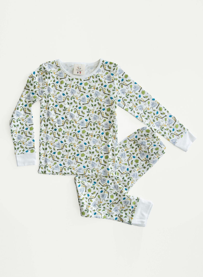 Children's Two Piece Organic Pajamas - Happy Monkey