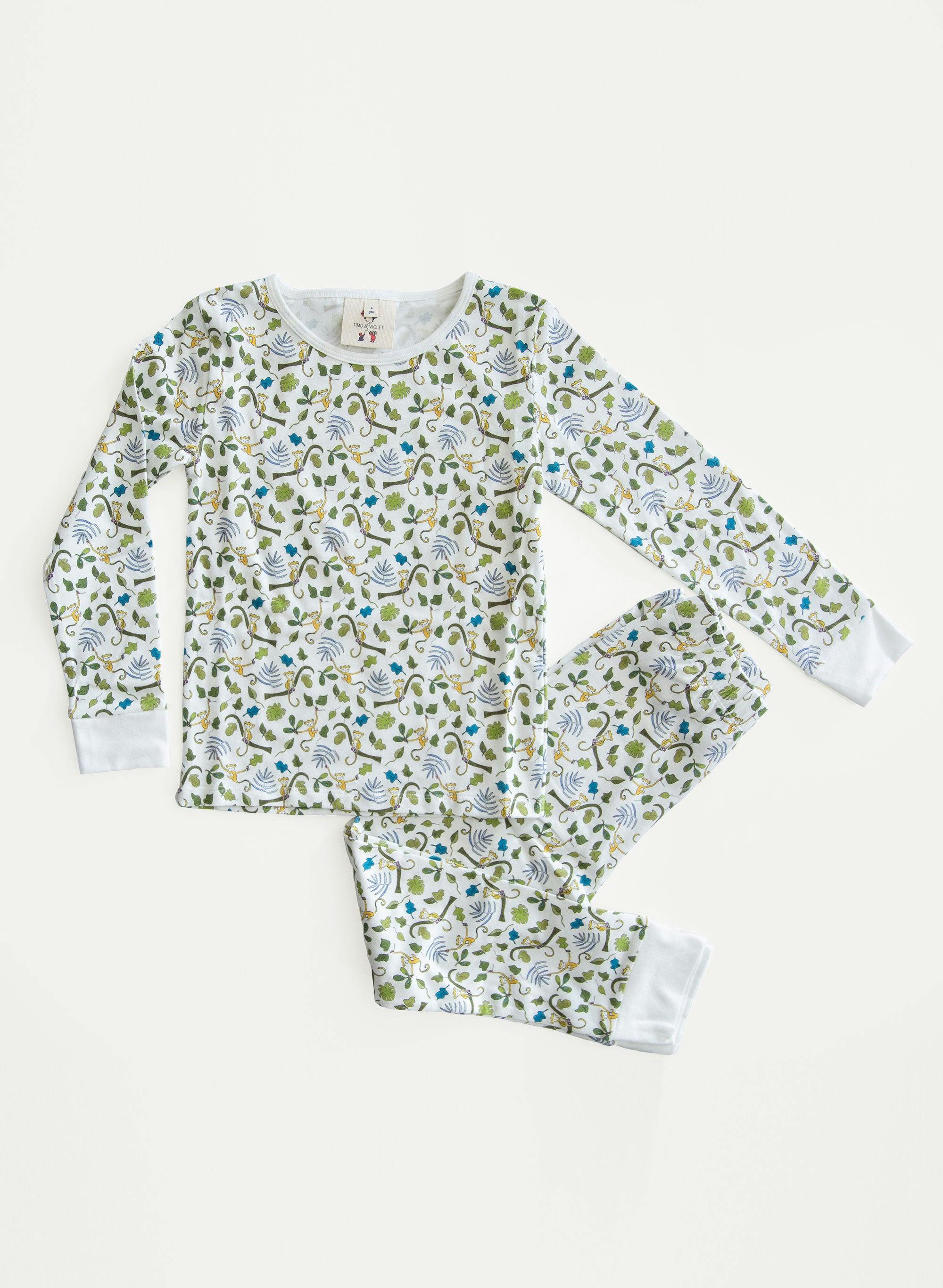 Children's Two Piece Organic Pajamas - Happy Monkey