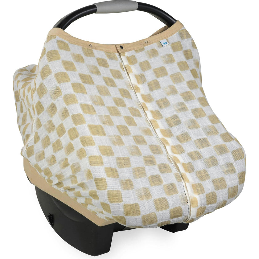 Cotton Muslin Car Seat Canopy - Adobe Checker