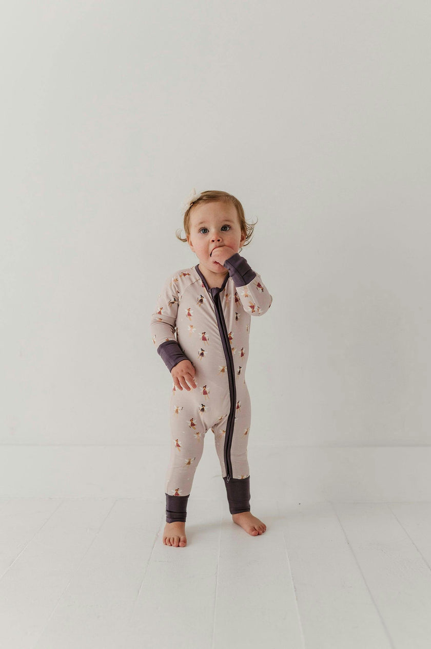 Long Sleeve Zip Romper in Fairies
