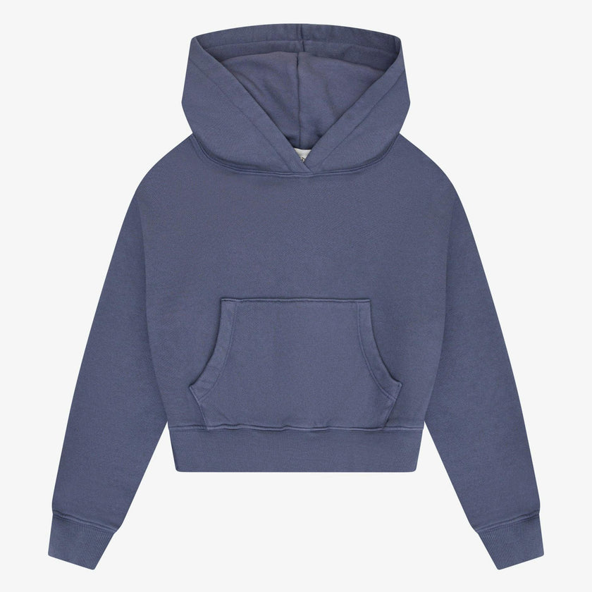 Tenly Cotton Fleece Cropped Kangaroo Pocket Hoodie