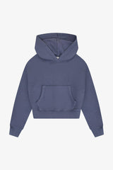 Tenly Cotton Fleece Cropped Kangaroo Pocket Hoodie