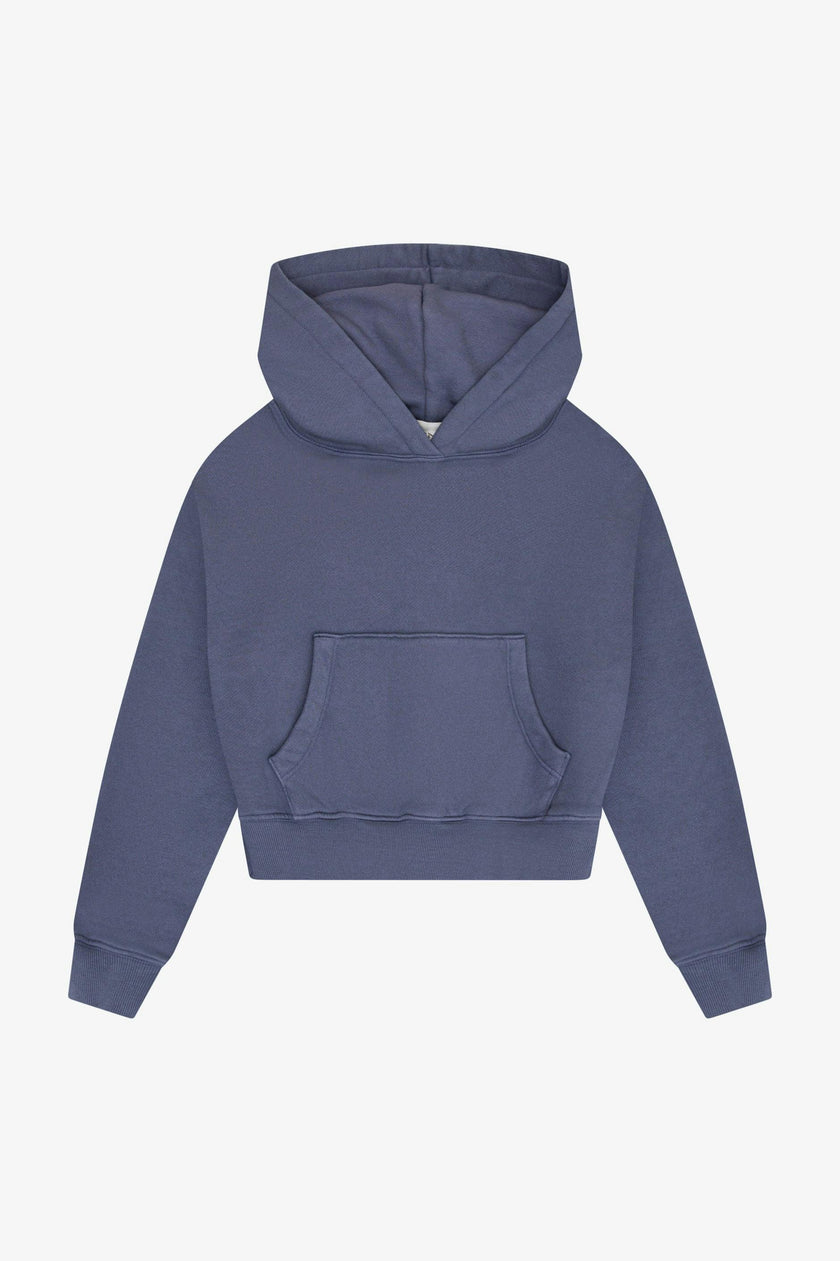 Tenly Cotton Fleece Cropped Kangaroo Pocket Hoodie