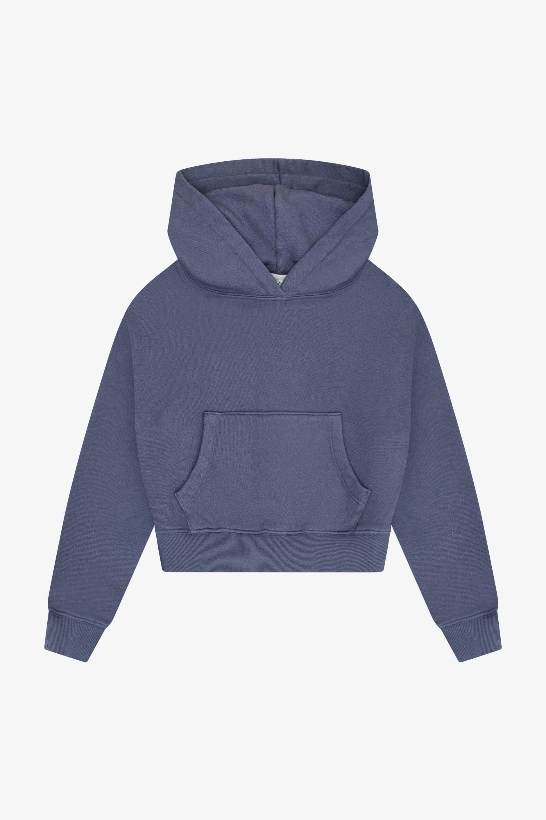 Tenly Cotton Fleece Cropped Kangaroo Pocket Hoodie