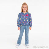 Girls Smiley Face Sweatshirt | Navy Smiley