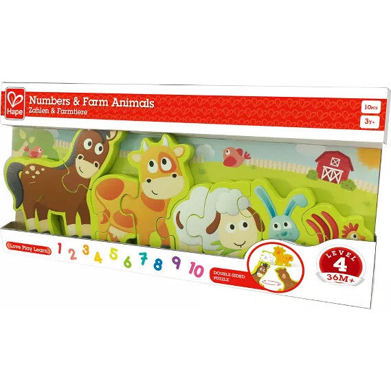 Hape: Numbers & Farm Animals Puzzle - 10pc