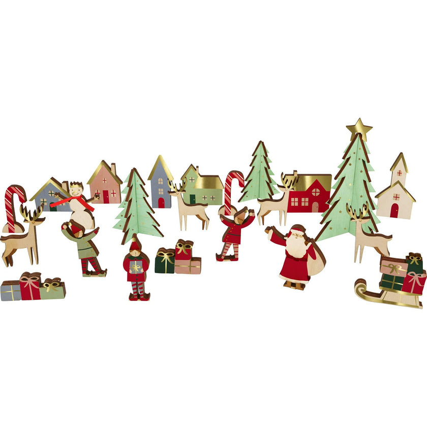 Festive Village Wooden Advent Calendar