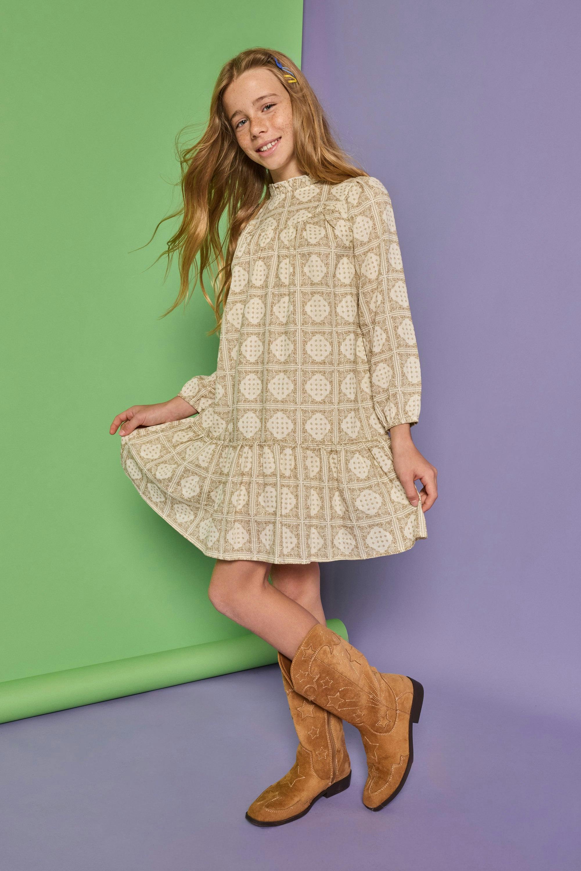 Jody Dress - Stone Patchwork