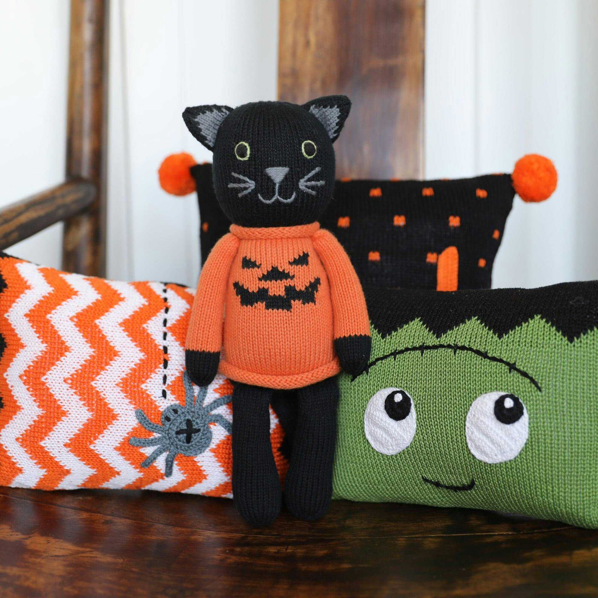 Knit Halloween Cat Plush