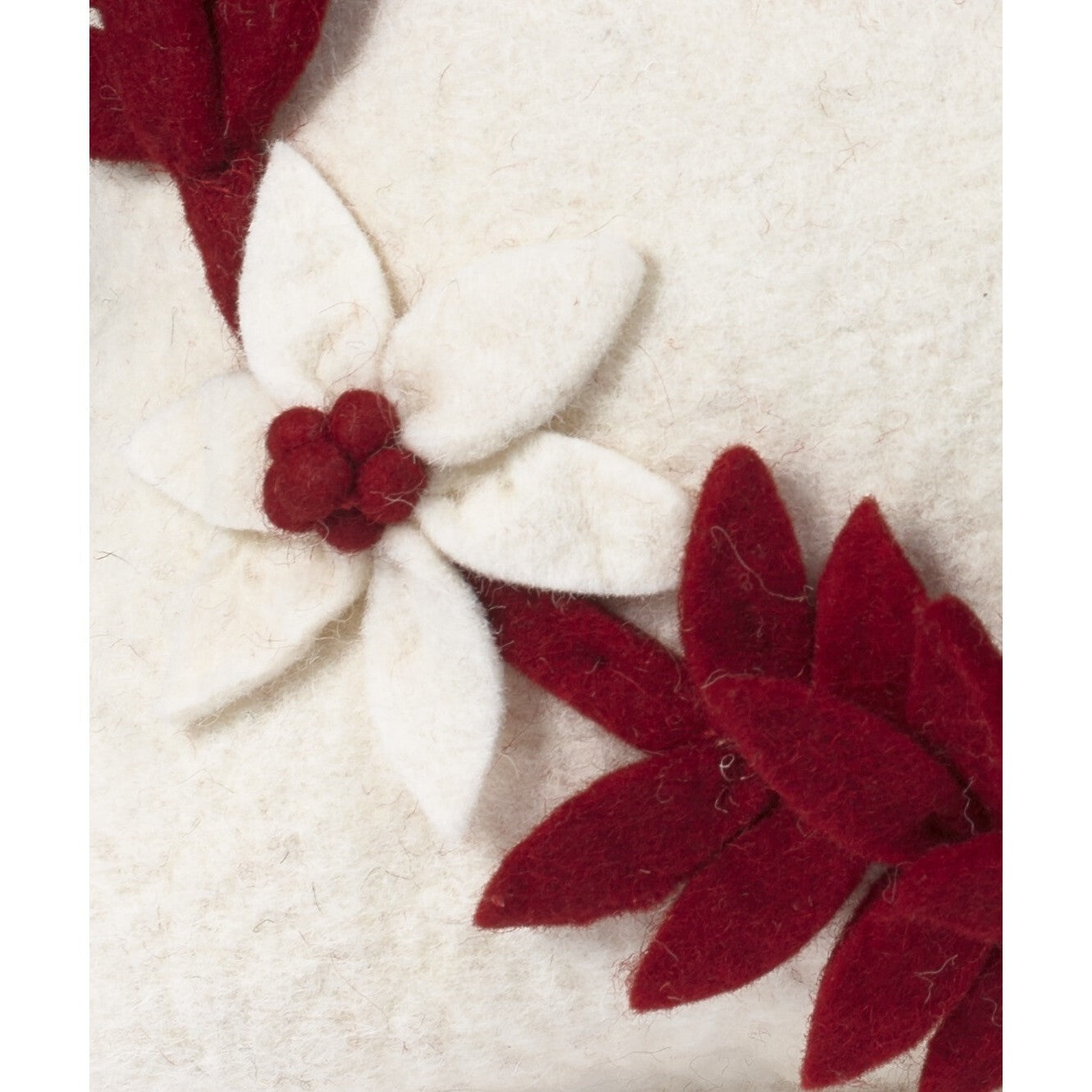 Hand Felted Wool Christmas Pillow - MERRY Wreath on Cream - 20