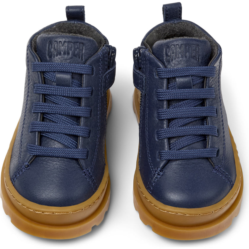 Kids Brutus Leather Ankle Boots, Blue