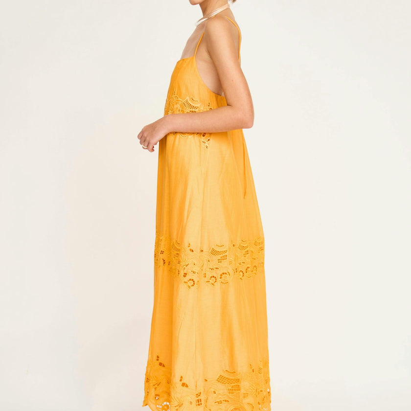 Ilio Dress in Marigold Embroidered Deco