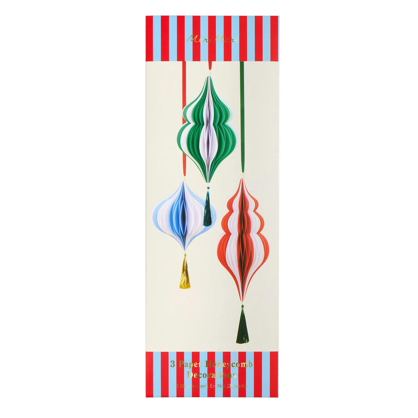 Large Striped Paper Honeycomb Decorations