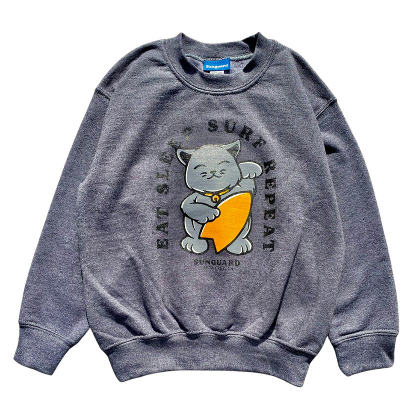 Kids’ Sunset Crew Sweatshirt - Surf Cat