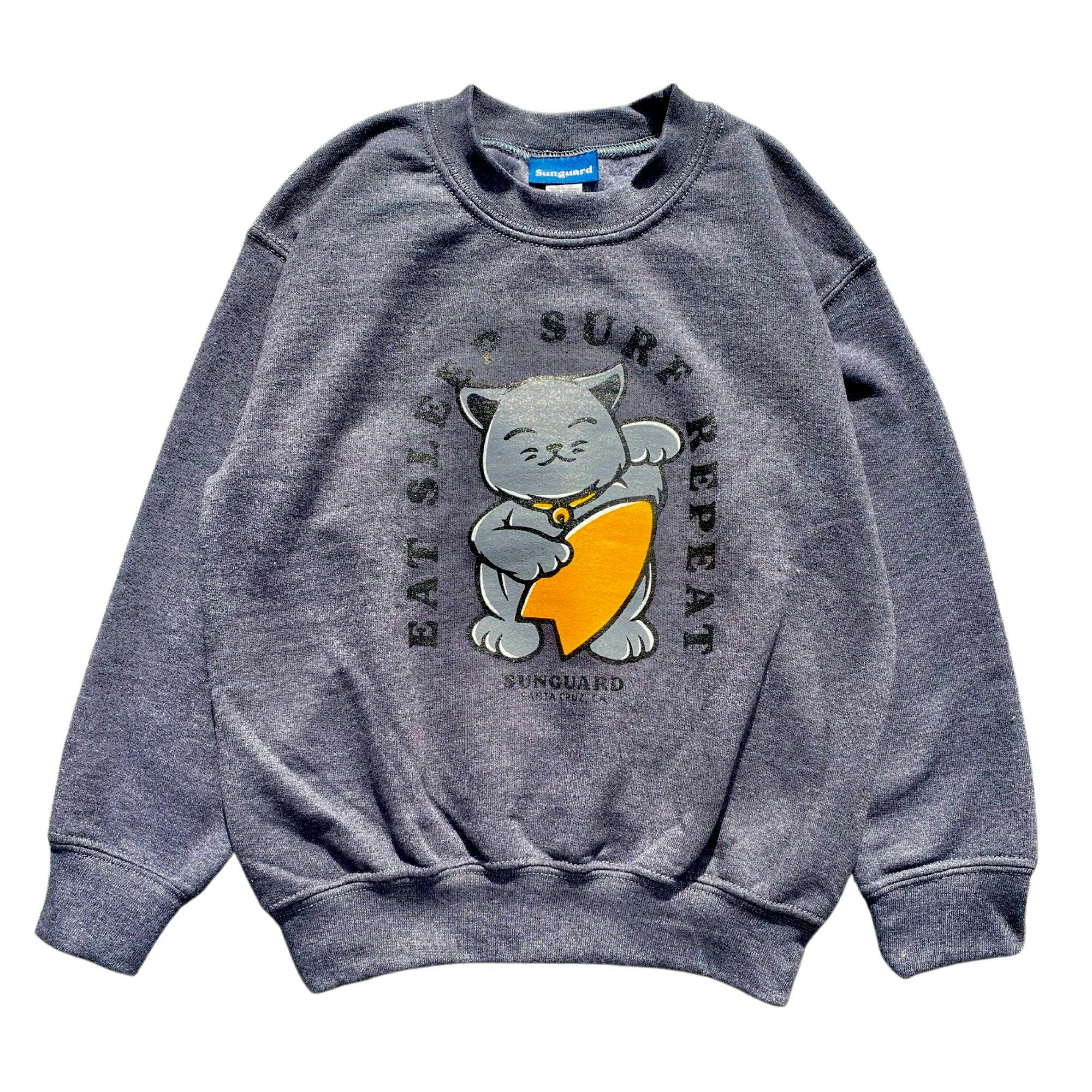 Kids’ Sunset Crew Sweatshirt - Surf Cat
