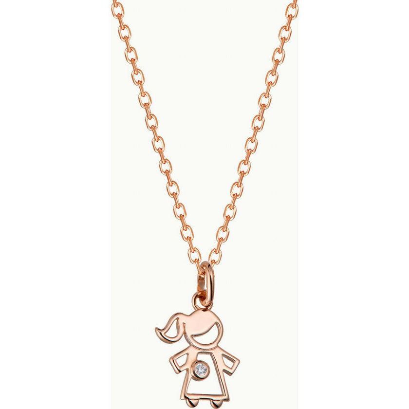 Children's Mini Crystal Girl Necklace, 18k Rose Gold Plated