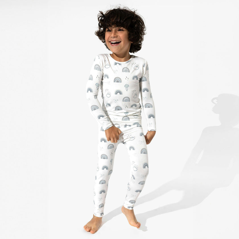 Grey Rainbows Bamboo Kids Pajamas