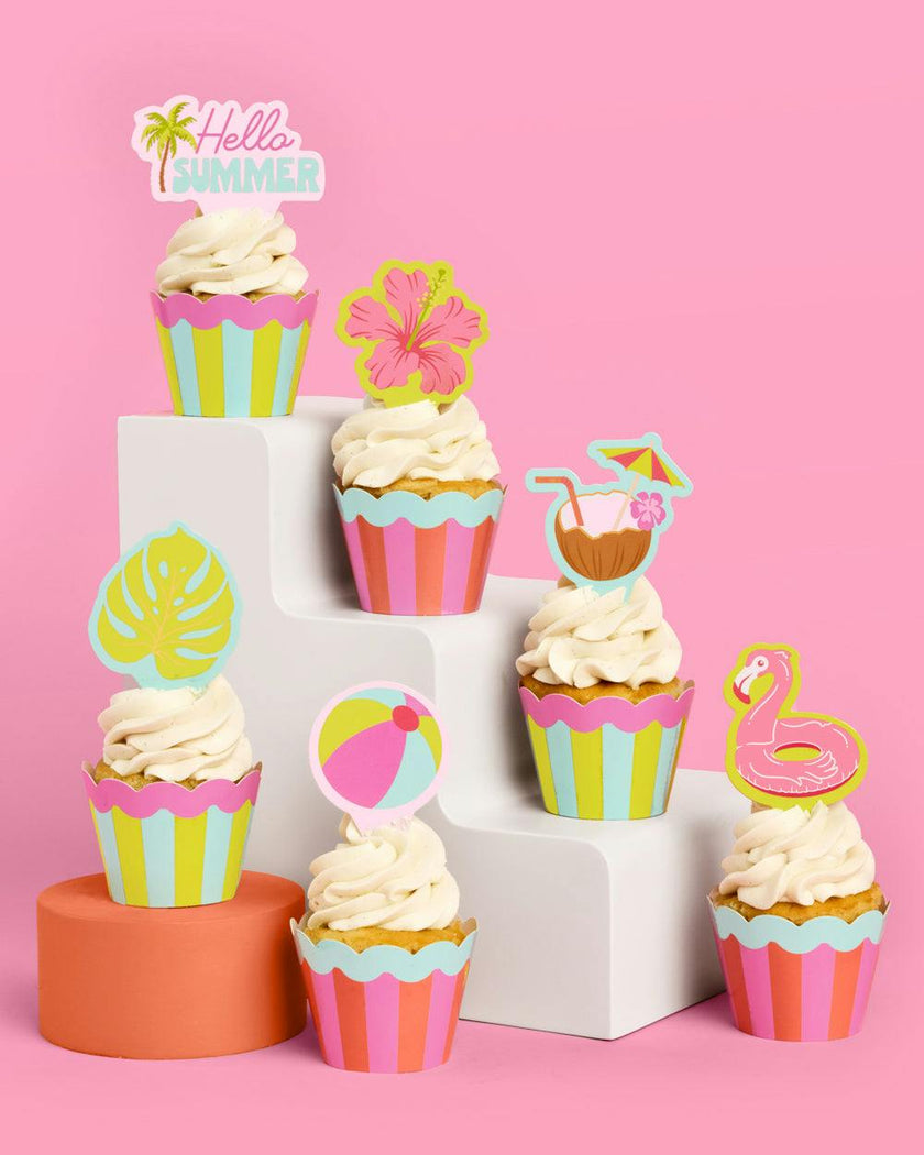 Pool Party Toppers - 24 wrappers + toppers