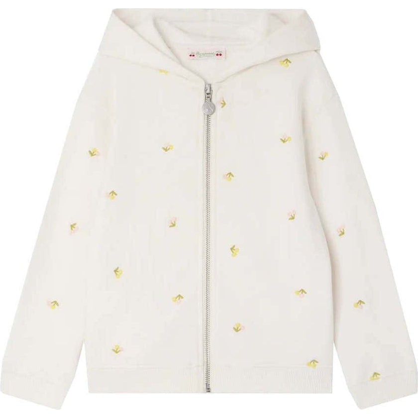 BONPOINT Talent Cherries Zip Hoodie - Ecru