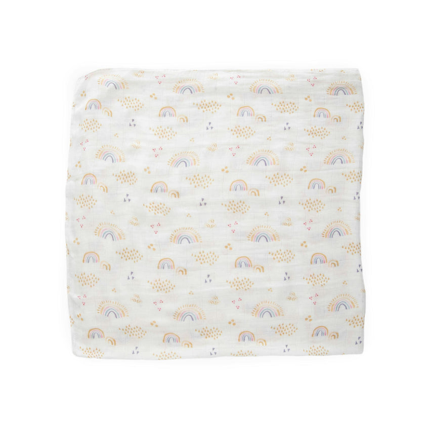 Deluxe Muslin Swaddle Blanket - Rainbows & Raindrops