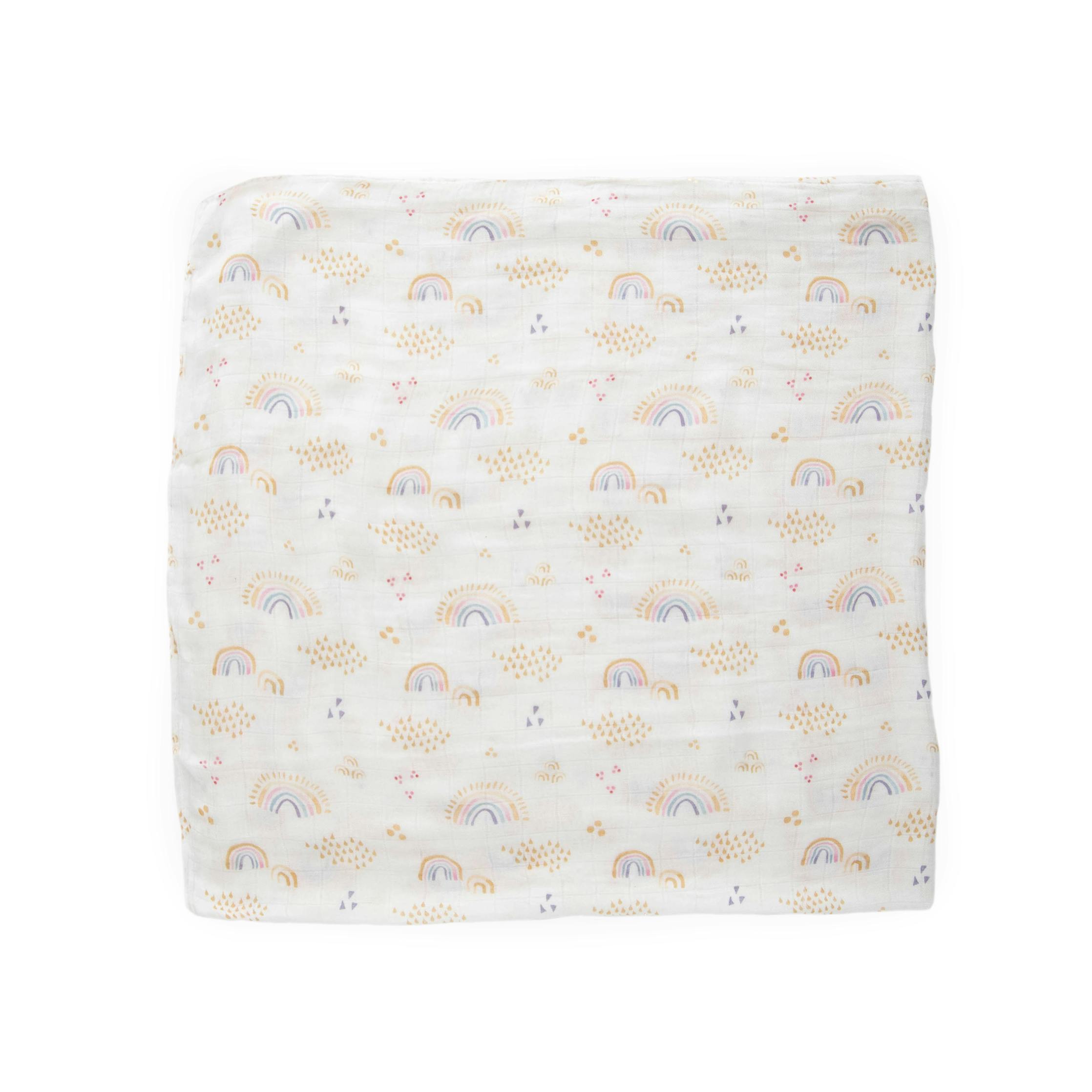 Deluxe Muslin Swaddle Blanket - Rainbows & Raindrops