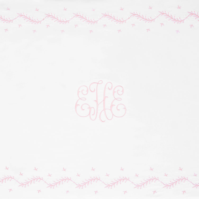 Embroidered Crib Sheet - Blush