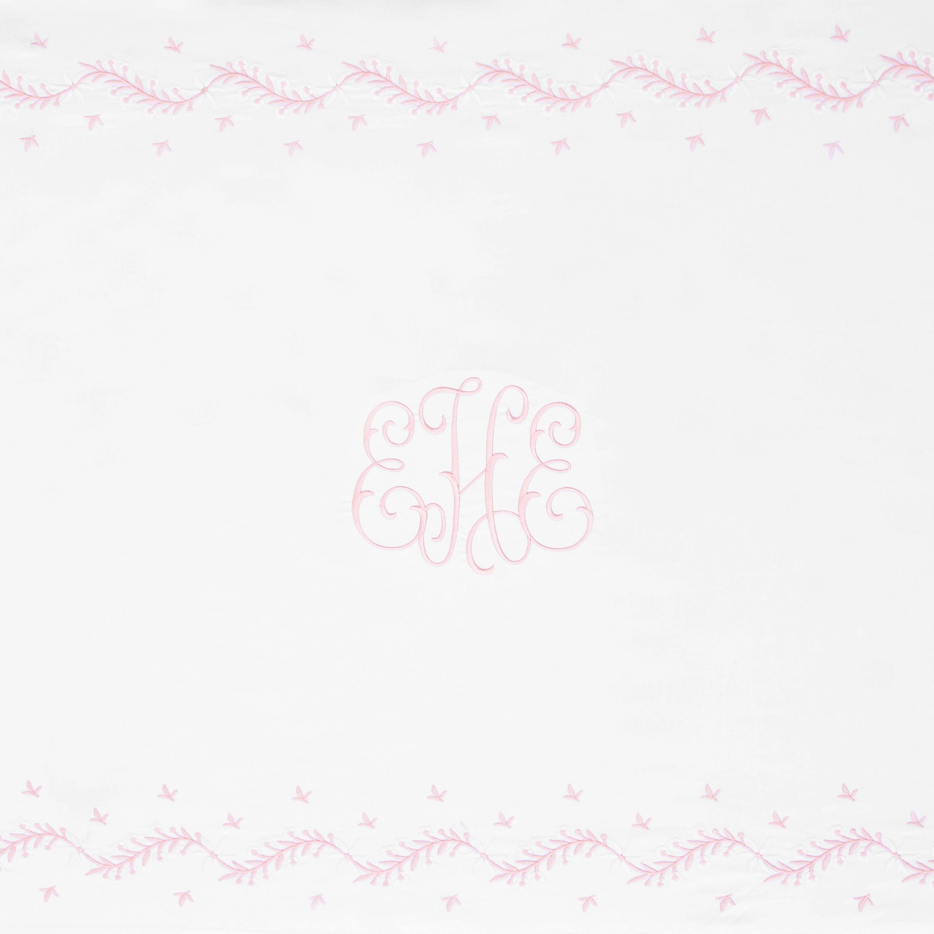 Embroidered Crib Sheet - Blush