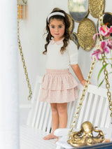Textured Floral 2-Tired Short Skirt