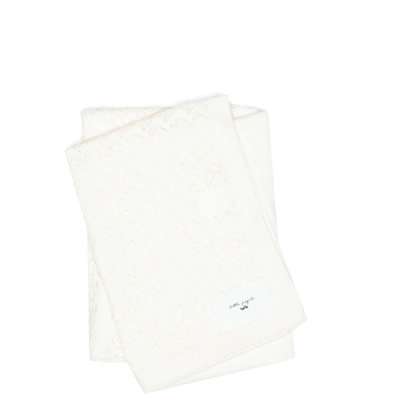 Lace Knit Blanket White