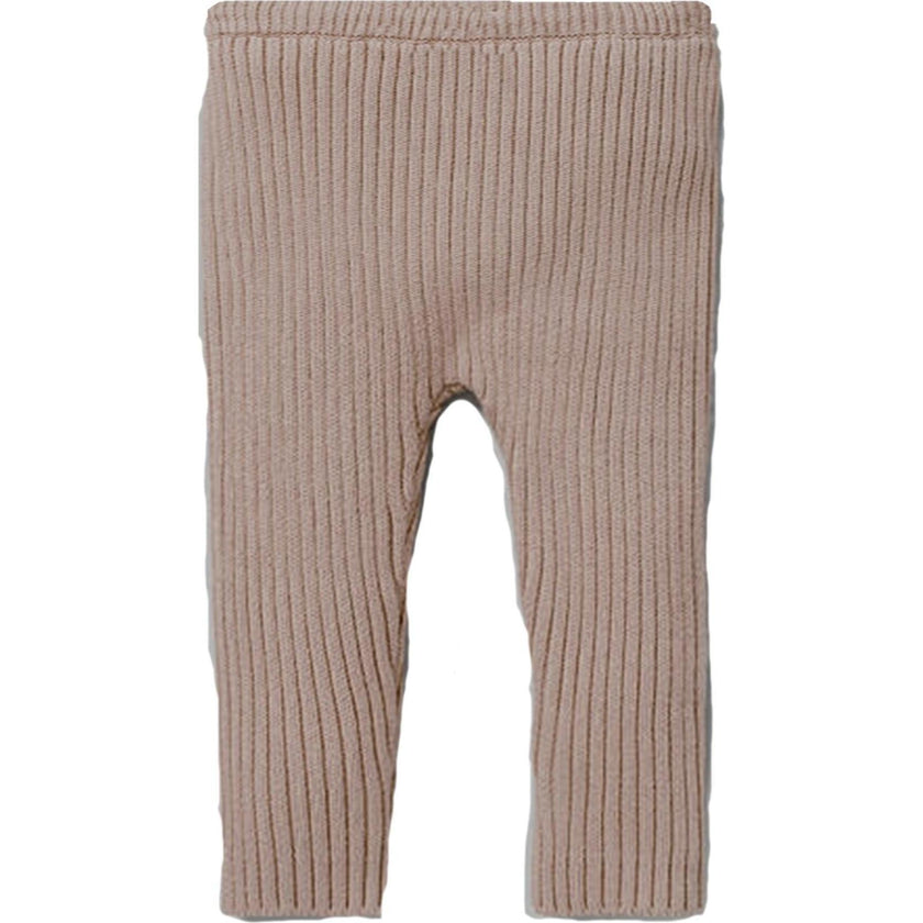Fine Ribbed Knit Slim Fit Pants, Beige