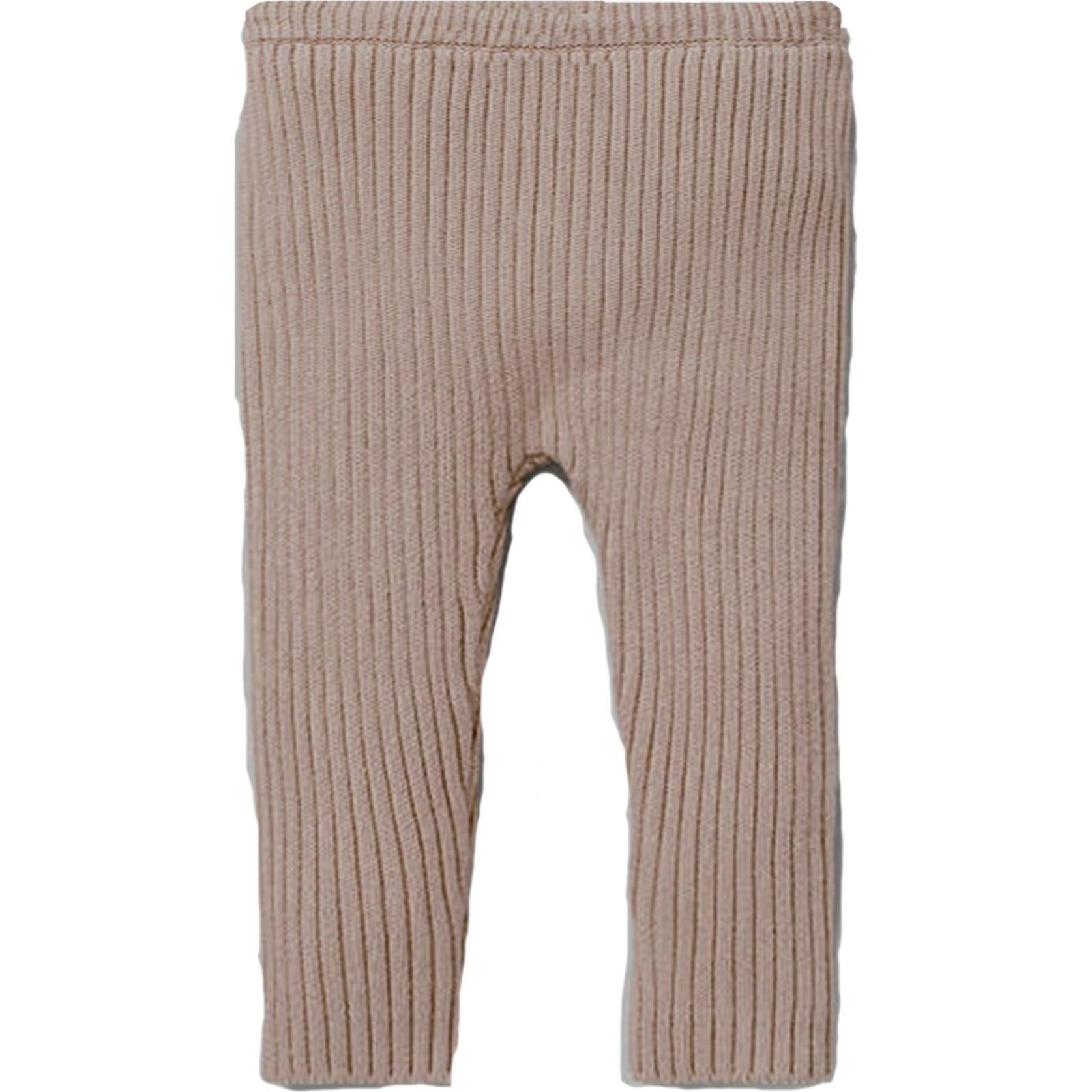 Fine Ribbed Knit Slim Fit Pants, Beige