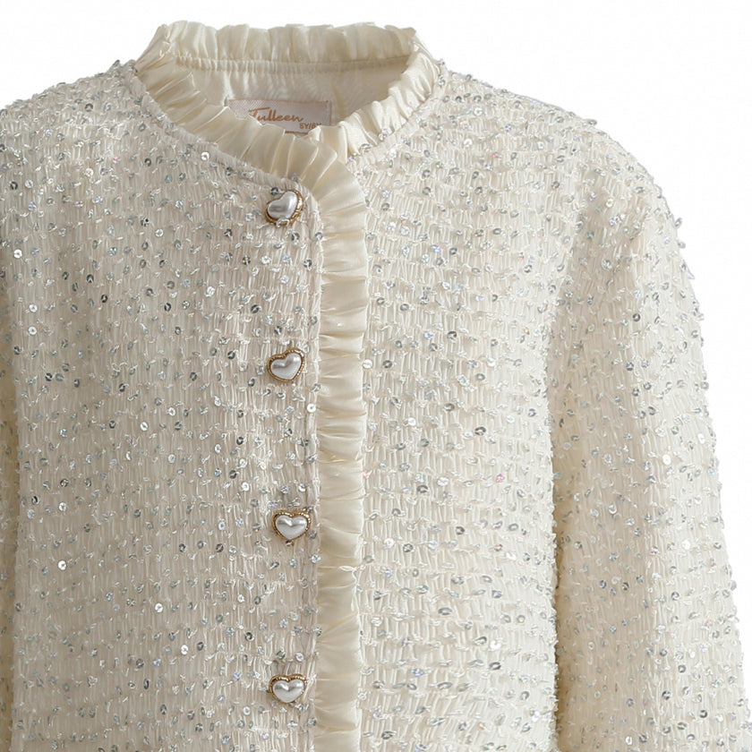 Cream Sequin Tweed Jacket