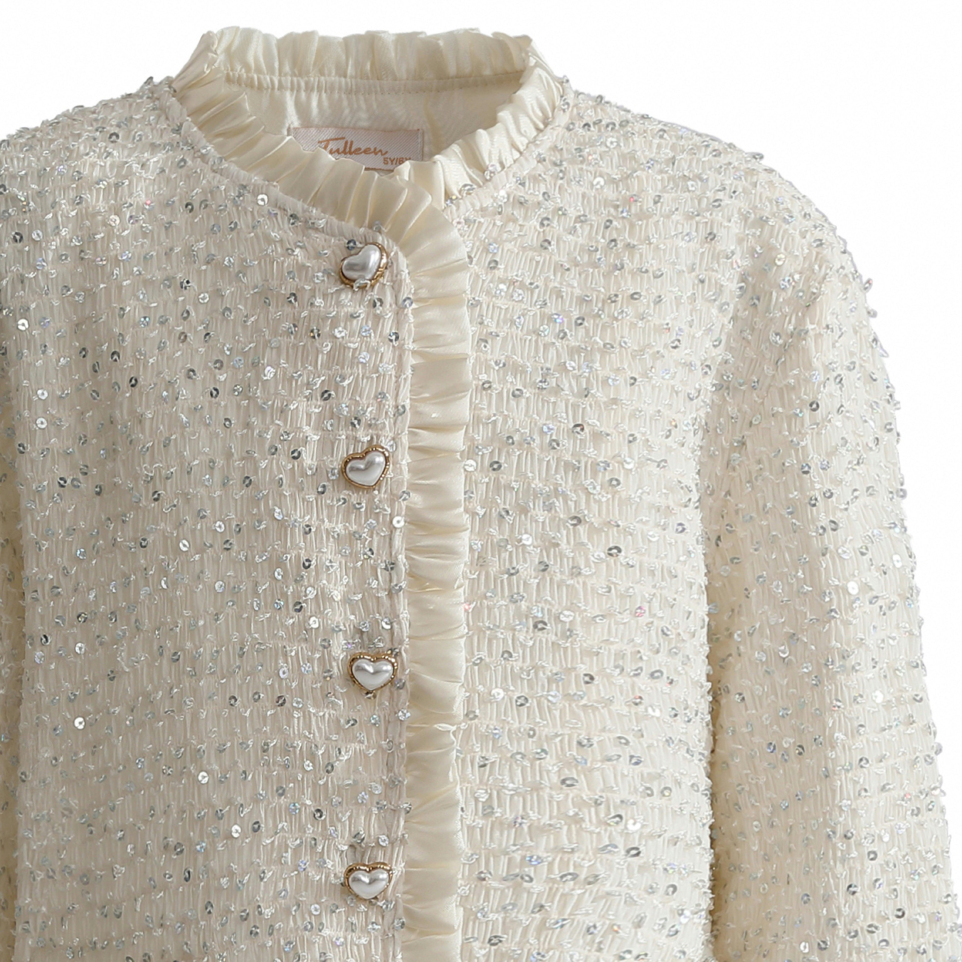 Cream Sequin Tweed Jacket