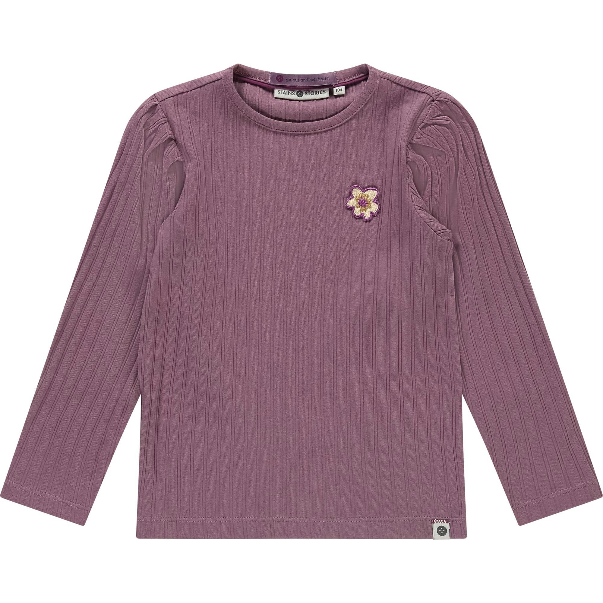 Floral Patch Ribbed Long Sleeve T-Shirt