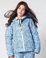 Kids Winter Coat in Blue Ditsy Floral