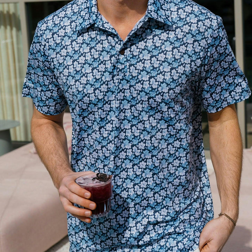 The Azaleas - Navy Golf Shirt