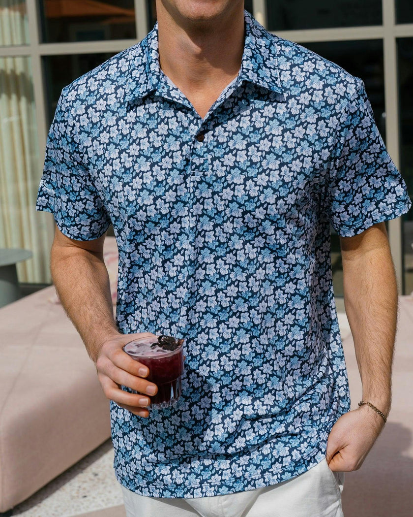 The Azaleas - Navy Golf Shirt