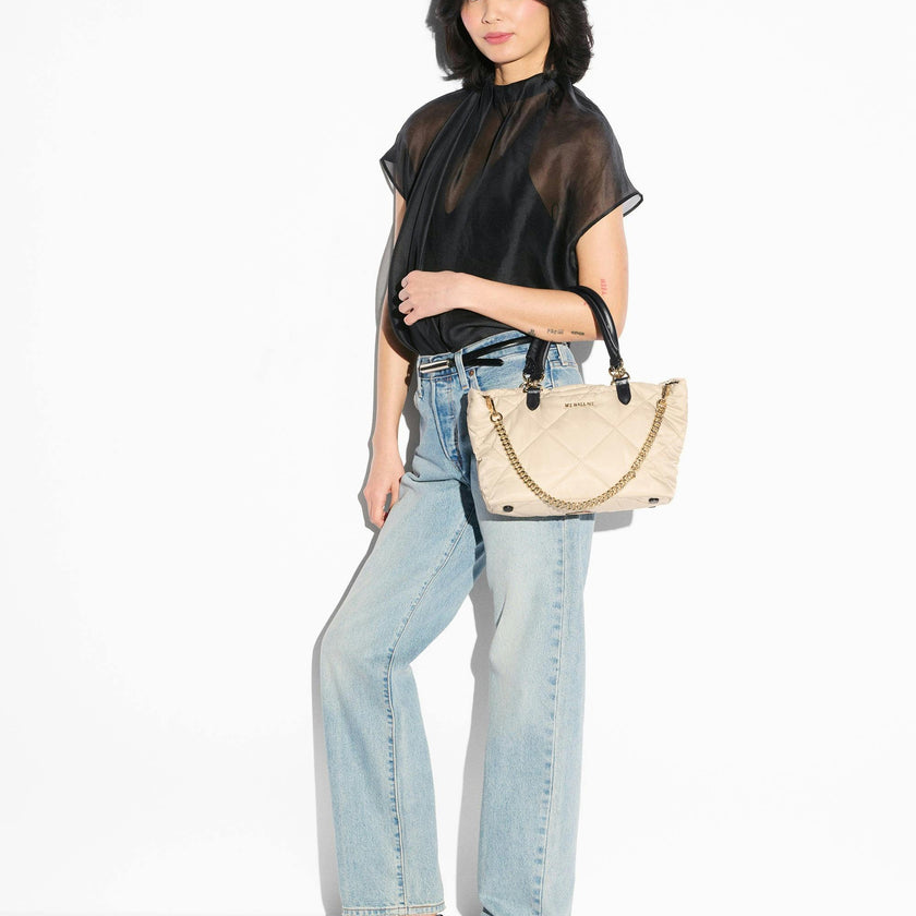 Buff/Black Small Madison E/W Tote