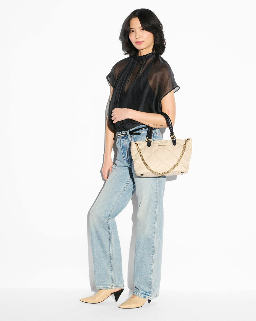 Sand/Black Small Madison E/W Tote